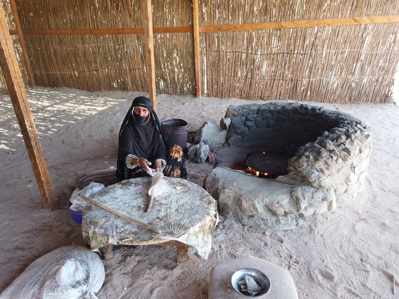 Bedouin bread baked over the fire