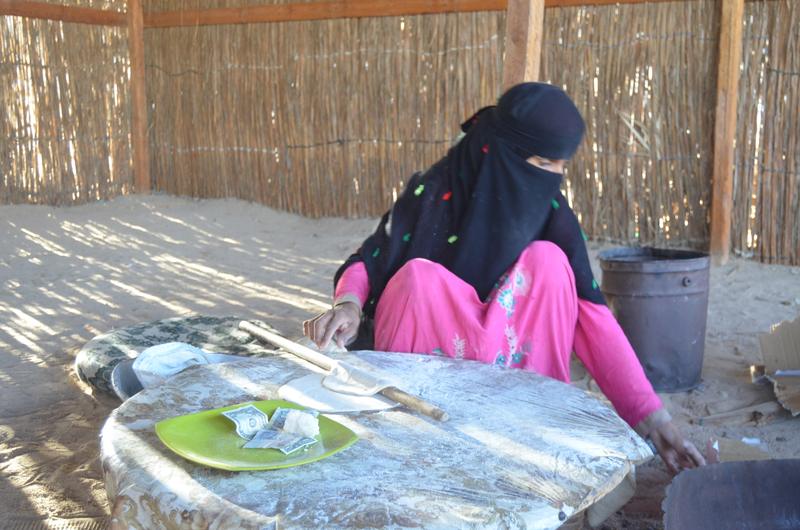 Bedouin bread baked over the fire