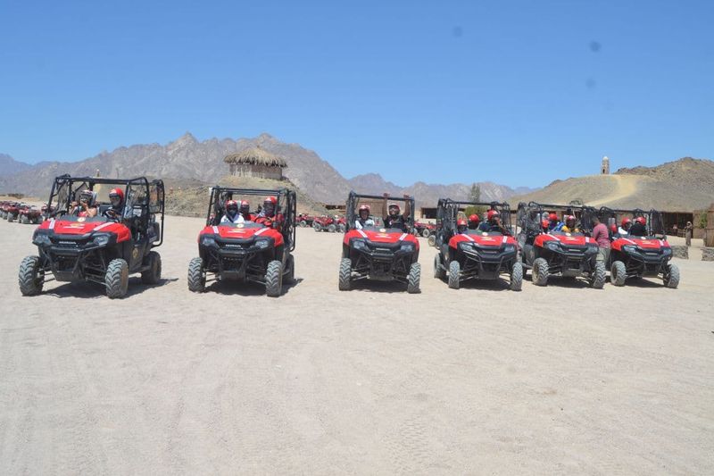 Buggy convoy ready at the Lotus Safari station