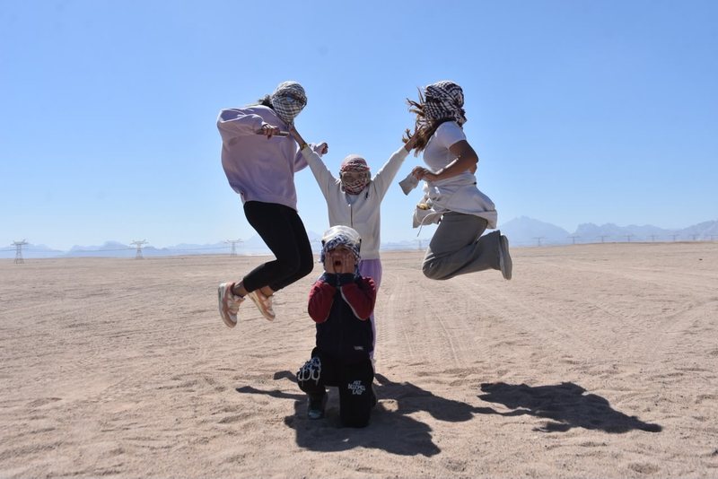Jumping for joy in the desert