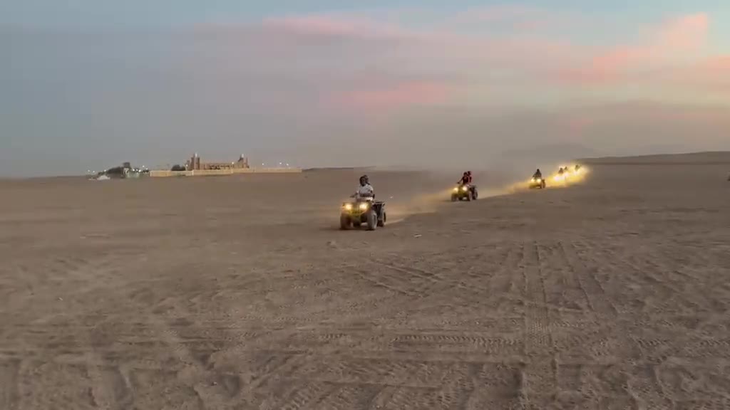 Quad convoy at sunset